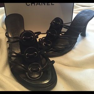 SOLD - Chanel Leather Strap Sandals - Size 38